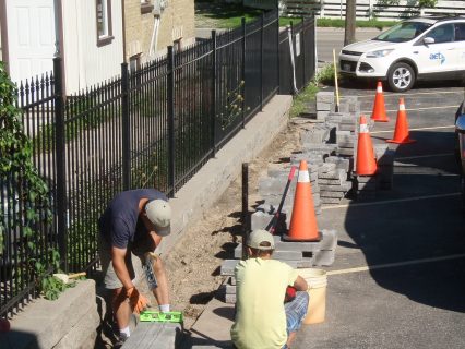 Construction of a bioswale at AET's head office in Kitchener.