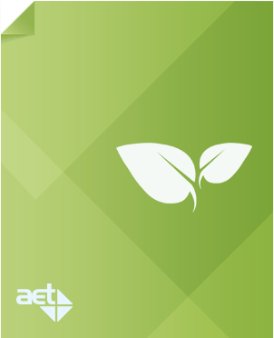 Green page with AET logo and white leaf.