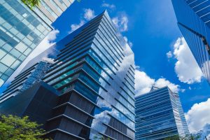 iStock-1271580633 Glassy modern highrise buildings